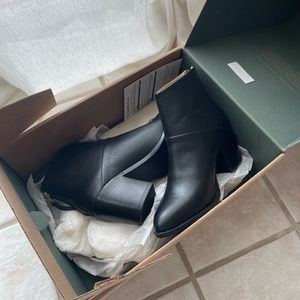 Black ankle boots, leather booties